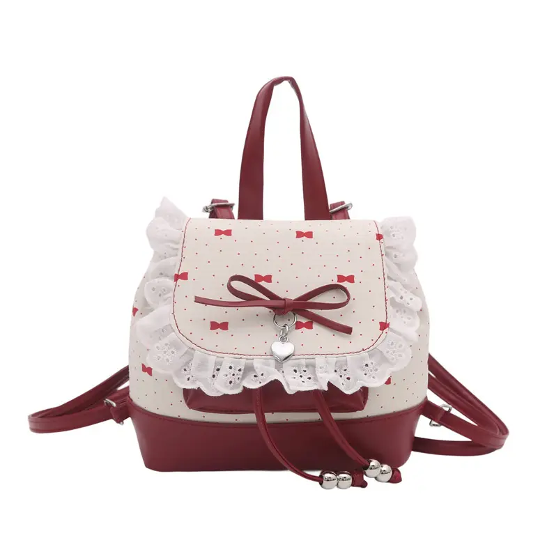 BIGWIG Women's Cutecore Mini Backpack, Korean Style Kawaii Bag with Lace Trim and Bow, Lightweight Shoulder Bag for Daily Use, Kawaii Backpack, Backpacks Women