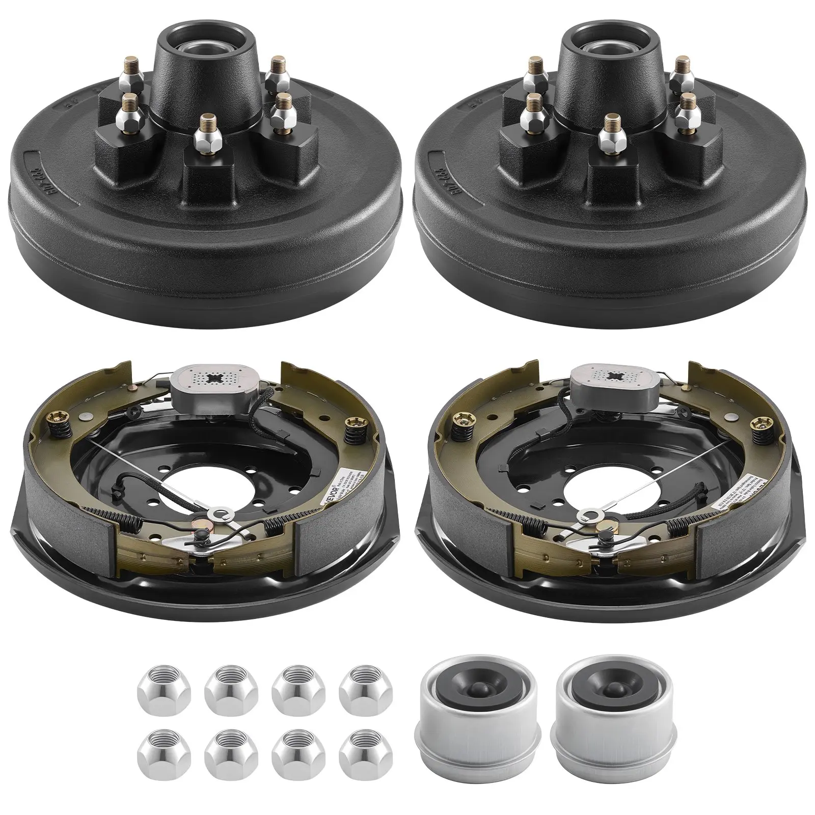 VEVOR Electric Trailer Brake Assembly, 12x 2 Inch, 1 Pair Self-Adjusting Electric Brakes Kit for 6000 lbs Trailer Axle, Backing Plates for Braking System Part Replacement, Fit for Trailers, RVs