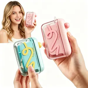 2 Pack Automatic Pop-Up Portable Lightweight Floss Dispenser, Travel Sized Storage Case, One Touch Floss Pick Dispenser, On-The-Go Oral Care
