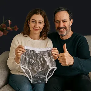 Tpu Material Adult Cloth Diaper Set (2 Pack), Soft Breathable Reusable Menstrual Panties, 100% Polyurethane, Snap Design Easy Wash