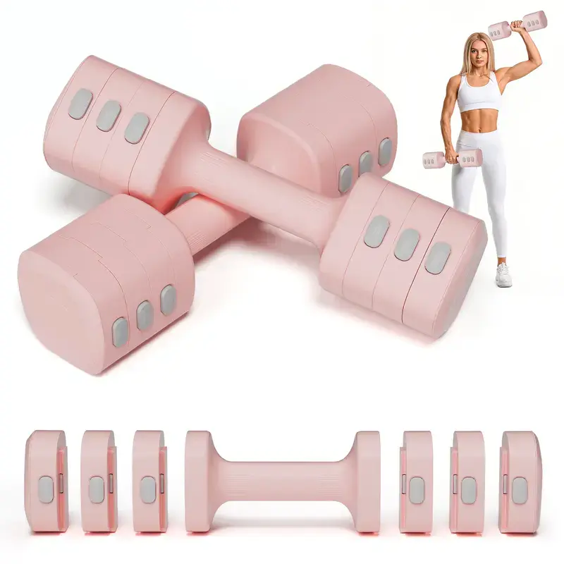 Adjustable Dumbbells Dumbbells Set of 2 / Pair, 2.2lb 3.3lb 4.4lb 5.5lb Weight Set Use as Dumbbell, Barbell and Push-up Pesas Para Ejercicios en Casa, Functional Fitness Exercise Equipment for Home Gym
