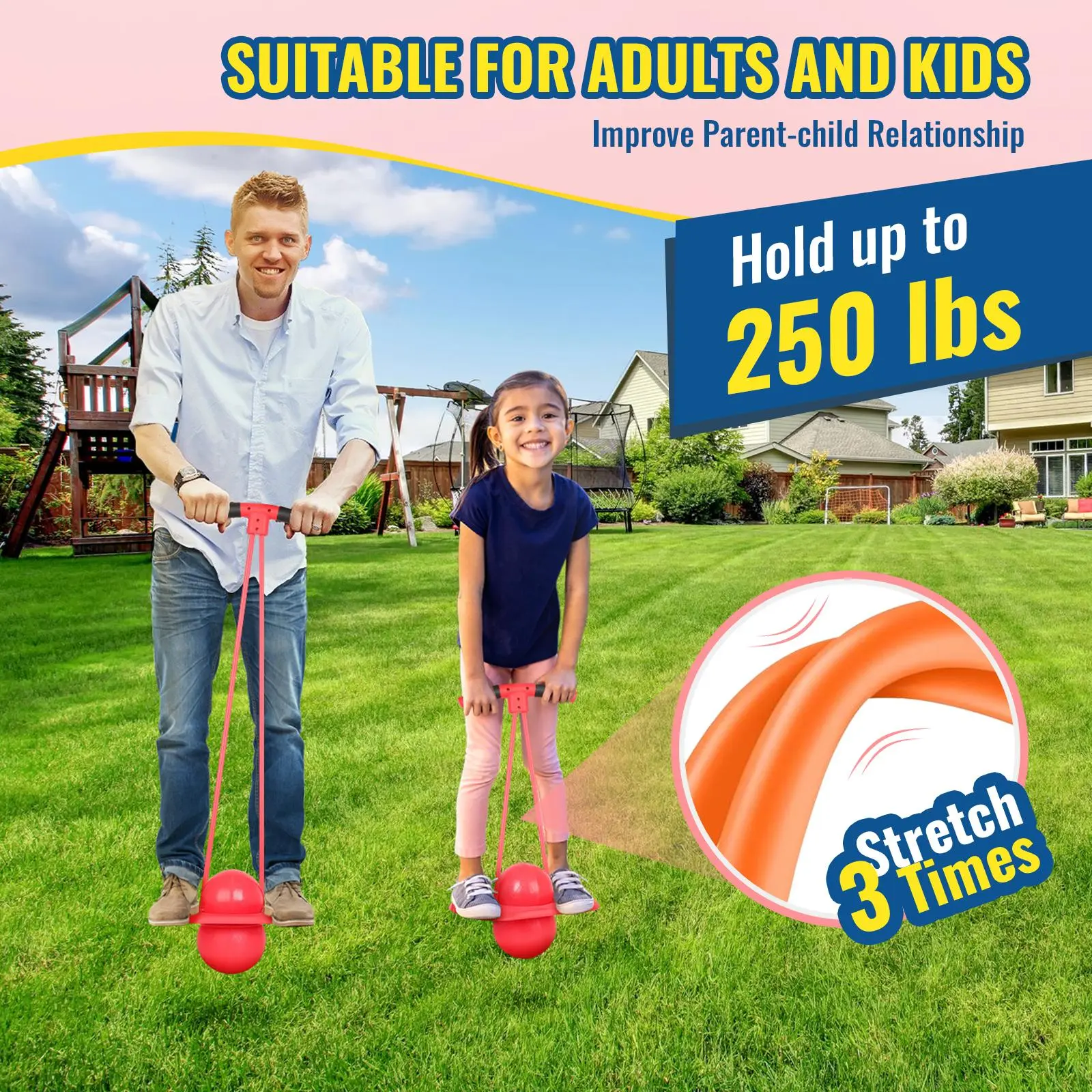 Pogo Trick Ball for Kids with Handle, Trick Bounce Board for Boys and Girl, Up to 180 lbs, Includes Pump,Easy to Carry Handle, Durable Plastic Deck,Indoor,Outdoor Toy Pogo Jumper