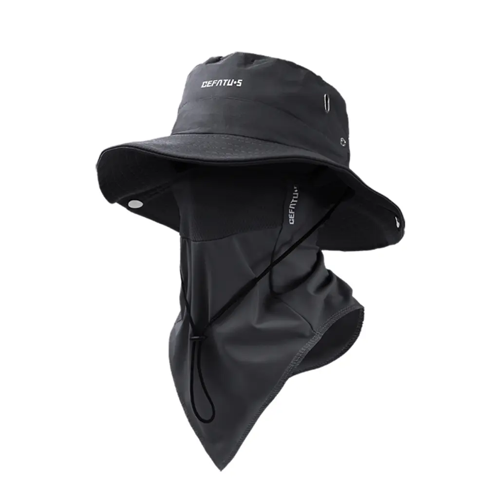 Men's sun hat, UV-blocking sun hat for outdoor work, fisherman's hat, jungle hat, fishing hat, neck guard cap, with detachable neck guard and face shield for sun protection, suitable for hiking, camping, fishing, and tactical outdoor activities