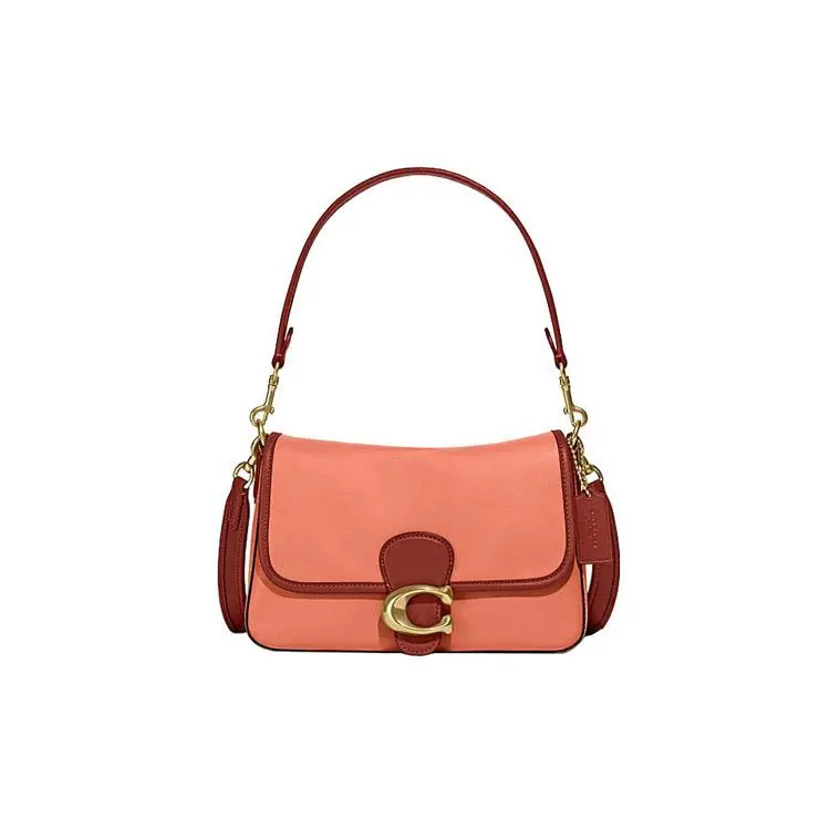 COACH Tabby 26 Crossbody Bag for Women – Two-Tone Saffiano Leather in Blush Pink and Brown