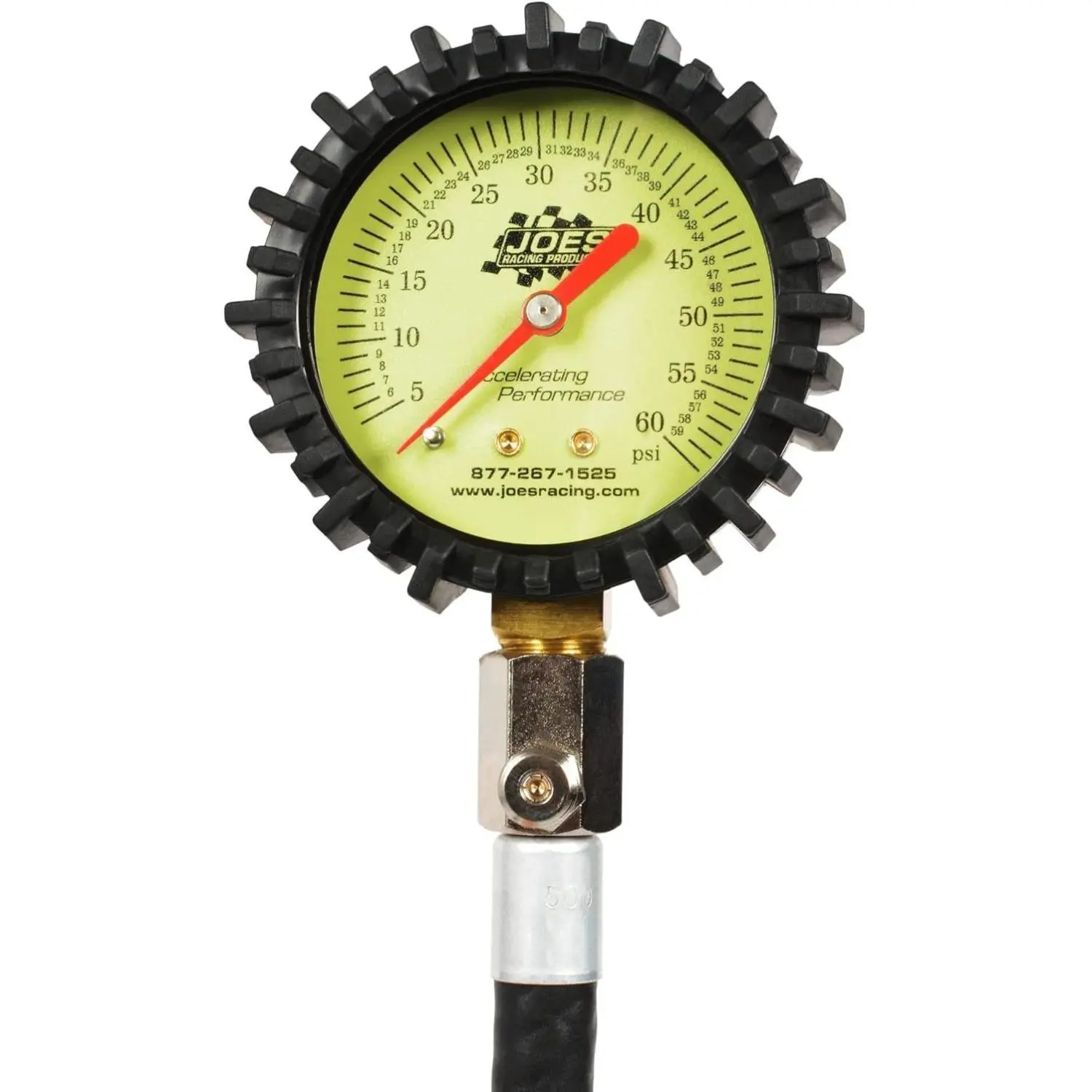 Joes Racing Products Glow-In-The-Dark Tire Pressure Gauge 32307 for PSI 0-60 Tires, Clear Display, Easy-to-Read Markings