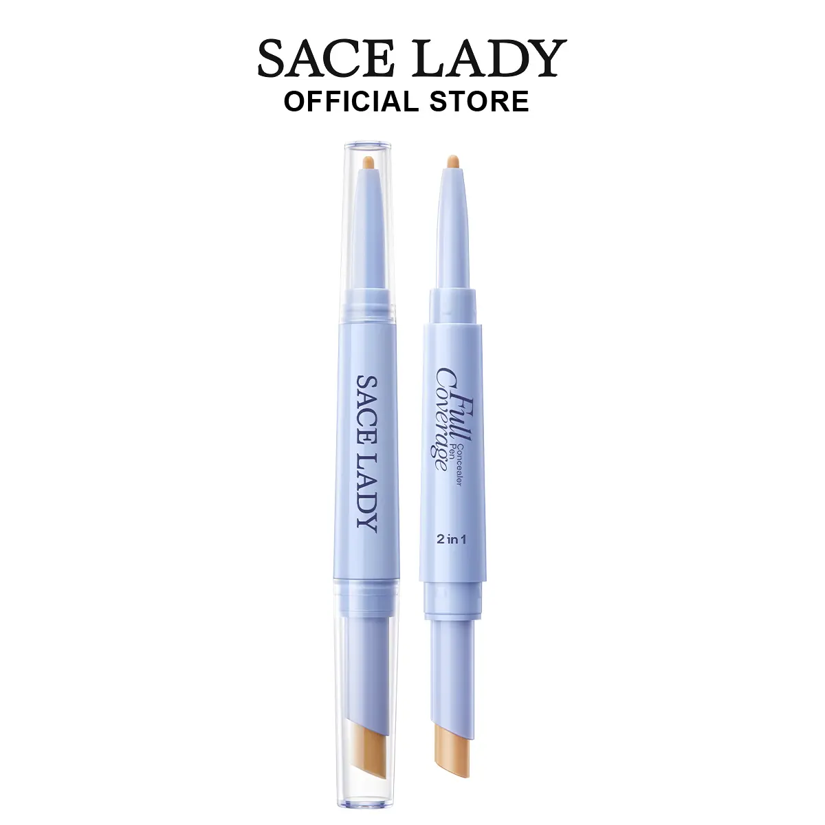 Sace Lady 2-in-1 Full Coverage Concealer Pen - Dual-End Cosmetic Makeup Stick, Ultra Precise, Waterproof, Sweatproof, Lightweight Under Eye Concealer for Dark Circles, Acne, Blackheads (#02 Natural), Blend