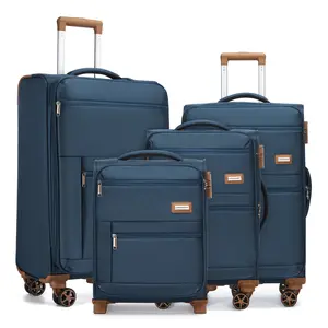Expandable Luggage Set 4-Piece, Softside Carry On Luggage Suitcase Set with TSA Lock & 360° Spinner Wheels for Women Men (28in/24in/20/18in) Navy Blue