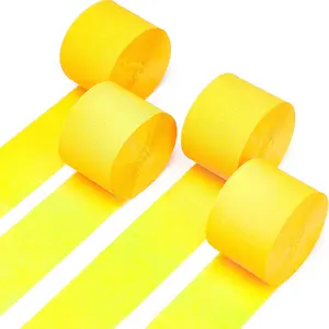 PartyWoo Crepe Paper Streamers 4 Rolls 328ft, Pack of Yellow Crepe Paper for Party, Wedding, Birthday, Baby Shower Decorations (1.8 Inch x 82 Ft/Roll), Ceiling Hang