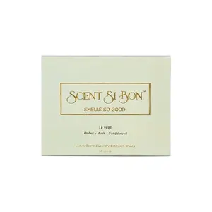 Scent Si Bon Luxury Scented Laundry Detergent Sheets - Le Vert - Amber, Musk, and Sandalwood Scents, 60 Loads