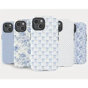 Blue Bow Floral Phone Case,Impact Resistant  Compatible Glossy Finish,phone Case Suitable for Iphone 11/12/13/14/15/16/17 Pro Promax Plus Air and Samsung S22/S23/S24/S25 Plus Ultra Fe