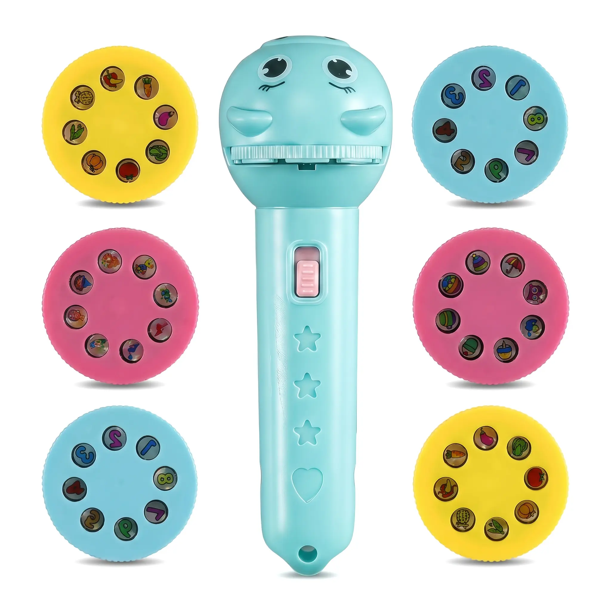 6-Slide Kids Projection Flashlight with 48 Patterns – Portable Visual Cognitive Toy for Early Learning, Sleep Routine & Parent-Teacher Science Aid