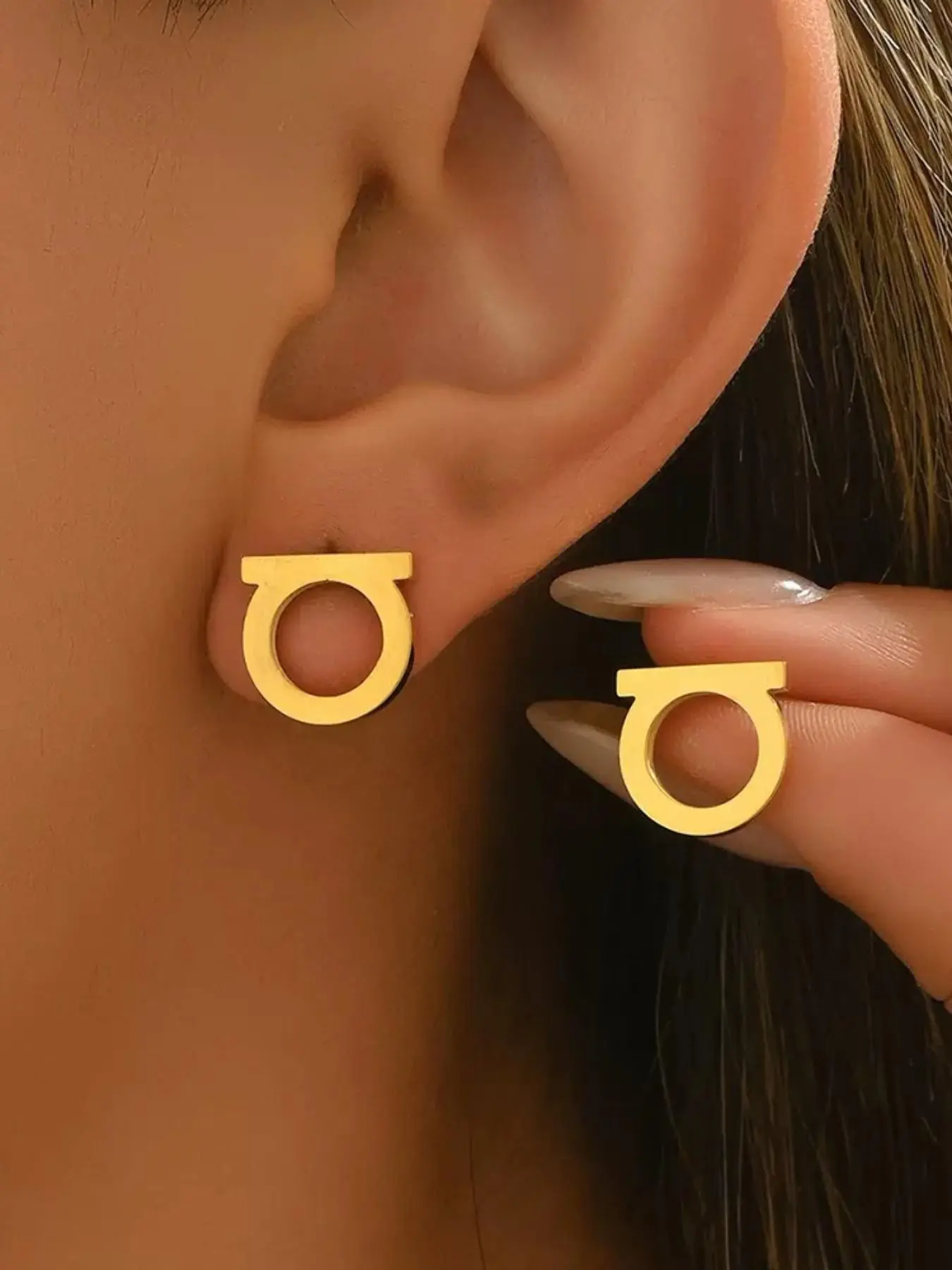 Stainless Steel Geometric Earrings, Cute Fashion Jewelry, All-Season Wear, Plated with Precious Metal, Daily Accessory, Studs, High Quality Earrings, Earrings for Decorative