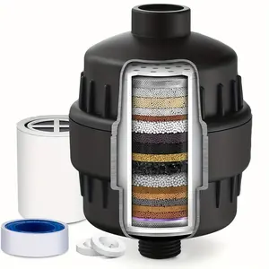 20 High Output Revitalizing Shower Filter Reduces Dry, Itchy Skin, Dandruff, Eczema & Lifelong Skin, Hair & Nail Improvement Bathroom Water Black