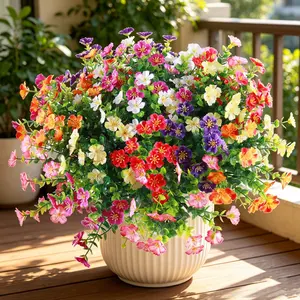 21-Piece Artificial Flower Set, Spring Summer Home Decor,  Eucalyptus Daisy Fake Flowers for Patio Balcony Window Planter Wedding Party Office Hotel Decoration