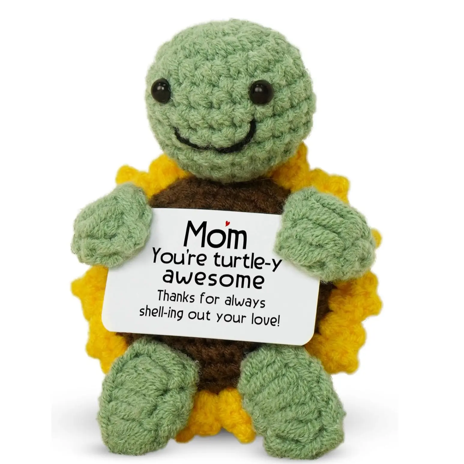 1Pc Mini Funny Turtle Mom Gifts from Daughter Son, Birthday Mothers Day Easter Gifts for Mom Mother Mama Presents, Handmade Emotional Positive Soft Stuffed Crochet Turtle Cute Animal Design Amigurumi Crochet Animals Cute Stuffies