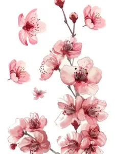 3 PCS Red Cherry Blossom Car Decal Sticker, Sakura Red Blossom Flower Design Vinyl Sticker, for Window, Bumper, Mirror, Hard case, Floral Flower Waterproof Decoration