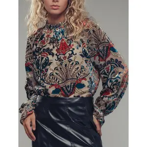 Multi Velvet Smocked Blouse
