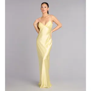 Ruby Satin Low Back Column Formal Dress