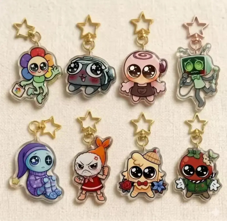 Dandy‘s World Acrylic Keychain, dandy, astro shelly vee dandy‘s world roblox keychain, roblox charm for bag, key, gift