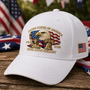 Embroidered America 250th Anniversary Camo Baseball Cap, 1776-2026 Patriotic USA Hat, Independence Day Gift