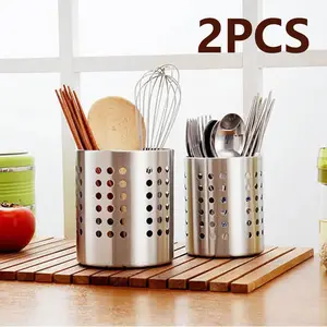 Durable Stainless Steel Round Hole Chopstick Holder, Kitchen Utensil Storage Rack for Table, Restaurant, Home, Office, Anti-Rust Metal