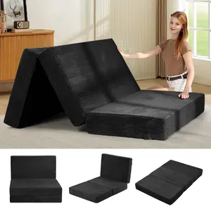 Winzoo 6-Inch Tri-Fold Mattress Foldable Futon Sofa Bed with Removable Washable Cover,Folding Memory Foam Futon Mattress Ottoman,Floor Lounger Bed