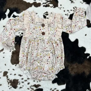 LR0769--baby girls clothes ling sleeve spring floral milk silk soft bubble