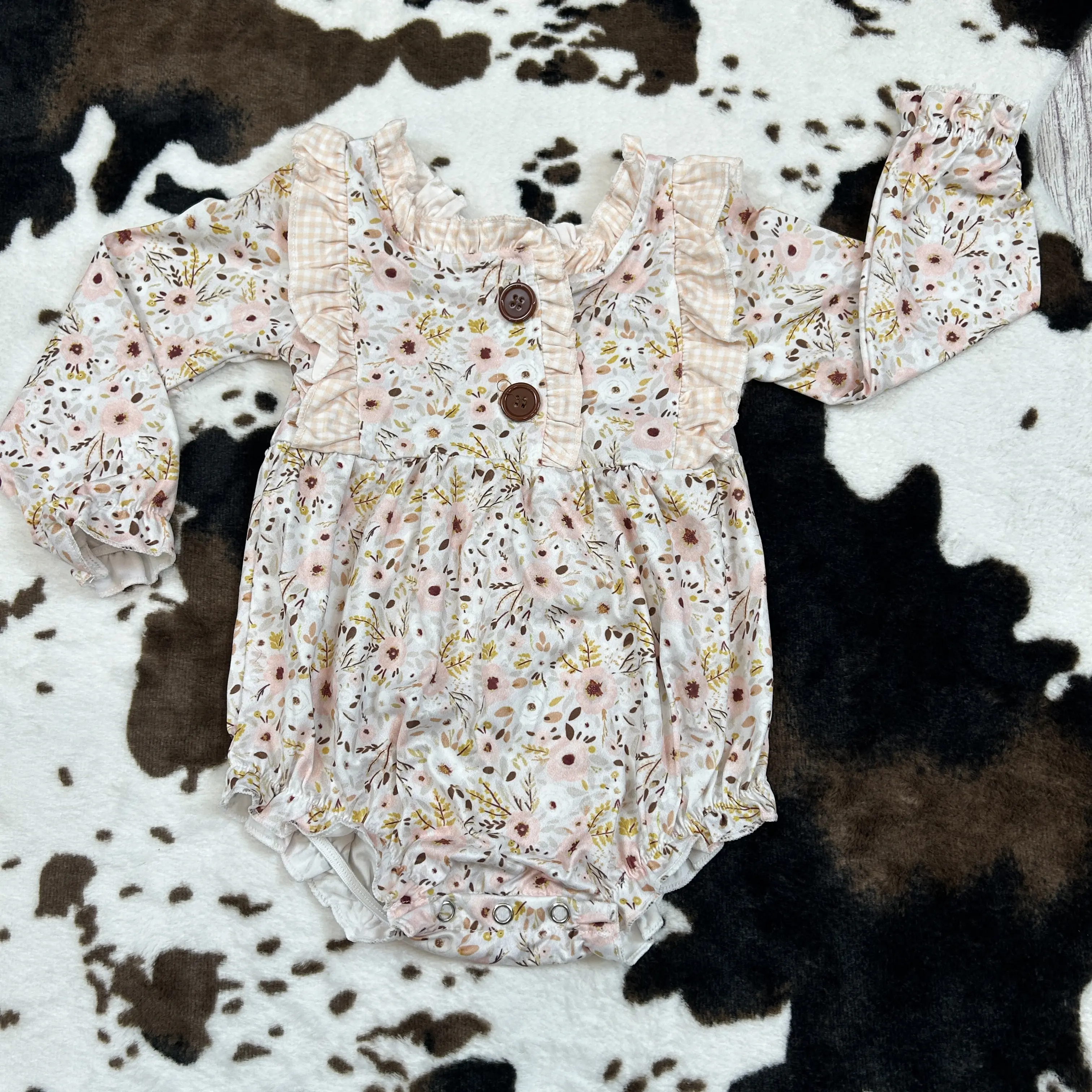 Baby Girls' Pajama Set, Soft Milk Silk Floral Print Long-Sleeve Sleepwear, 2-Piece Spring Baby Girls Clothing