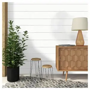 Threshold Textured Shiplap 198"x20.5" Peel and Stick Wallpaper Rustic White