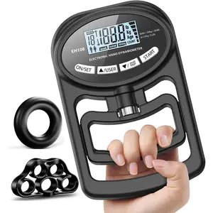 Hand Grip Strength Tester Trainer - Electronic Hand Dynamometer Forearm Grip Strengthener Exerciser Digital Training Gauge 265 Lbs 120 Kgs  Sport Home School Use