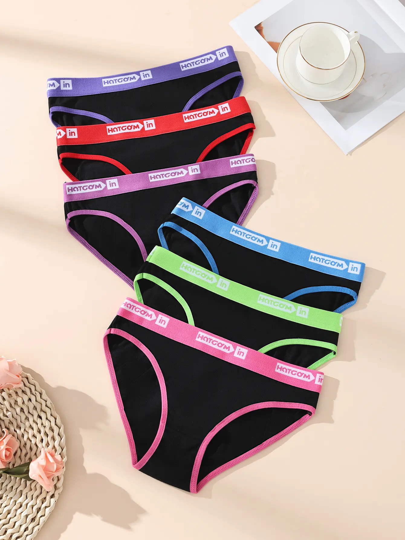 Hotcom Women's Contrast Binding Knit Briefs - Soft, Comfy, Breathable Lady's Essential Underpants, Versatile Print Fit for Everyday All-Season Wear,summerwins
