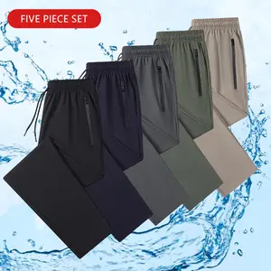 Men’s Summer 5-Pack Athletic Long Pants – Smooth ice-feel fabric, quick-drying and breathable—ideal for fitness and everyday casual wear