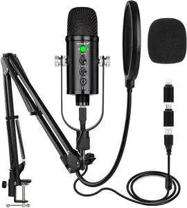 USB Microphone Condenser Computer PC Gaming Mic Podcast Microphone Kit for Streaming,Recording,Vocals,ASMR,Voice,Cardioid Studio Mic for Phone/Pad/Android//Laptop/PS4/USB C Phone,YouTube