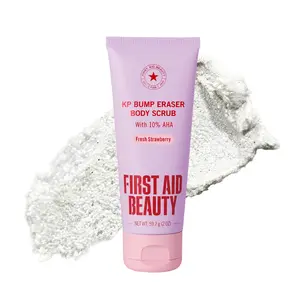 [First Aid Beauty] KP Bump Eraser Body Scrub with 10% AHA - Fresh Strawberry, Keratosis Pilaris Skin Exfoliator with Glycolic and Lactic acids