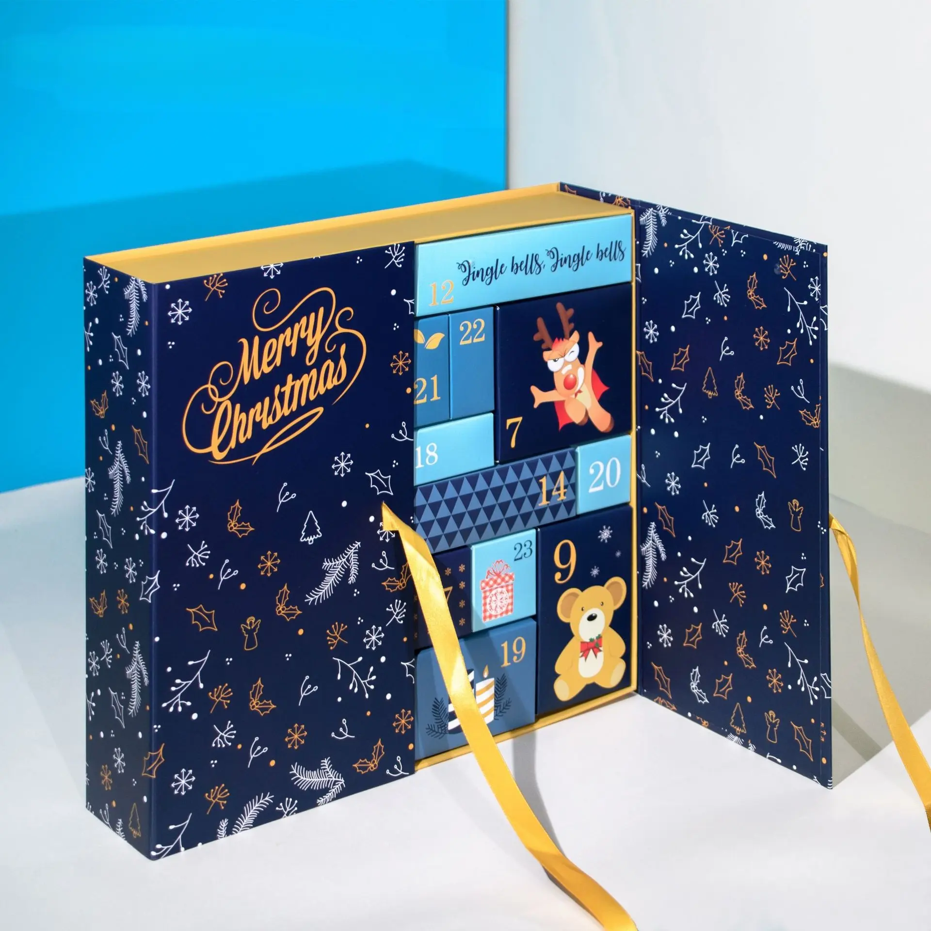 Christmas Advent Calendar 2025, Cardboard Christmas DIY Gift Box, Set of 25 Pieces, Advent Calendar Christmas Countdown Calendar 24 Days Surprise Christmas Gift Empty Box, Refillable Christmas Countdown Calendar, 24-Box Christmas Puzzle Gift Box