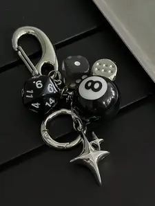 8 Ball Dice Design Keychain, Vintage Style Keychain for Car Keys, Fashion Accessories for Men & Women, Trendy All-match & Exquisite Keychain for Birthday Gift, Keychain Pendant