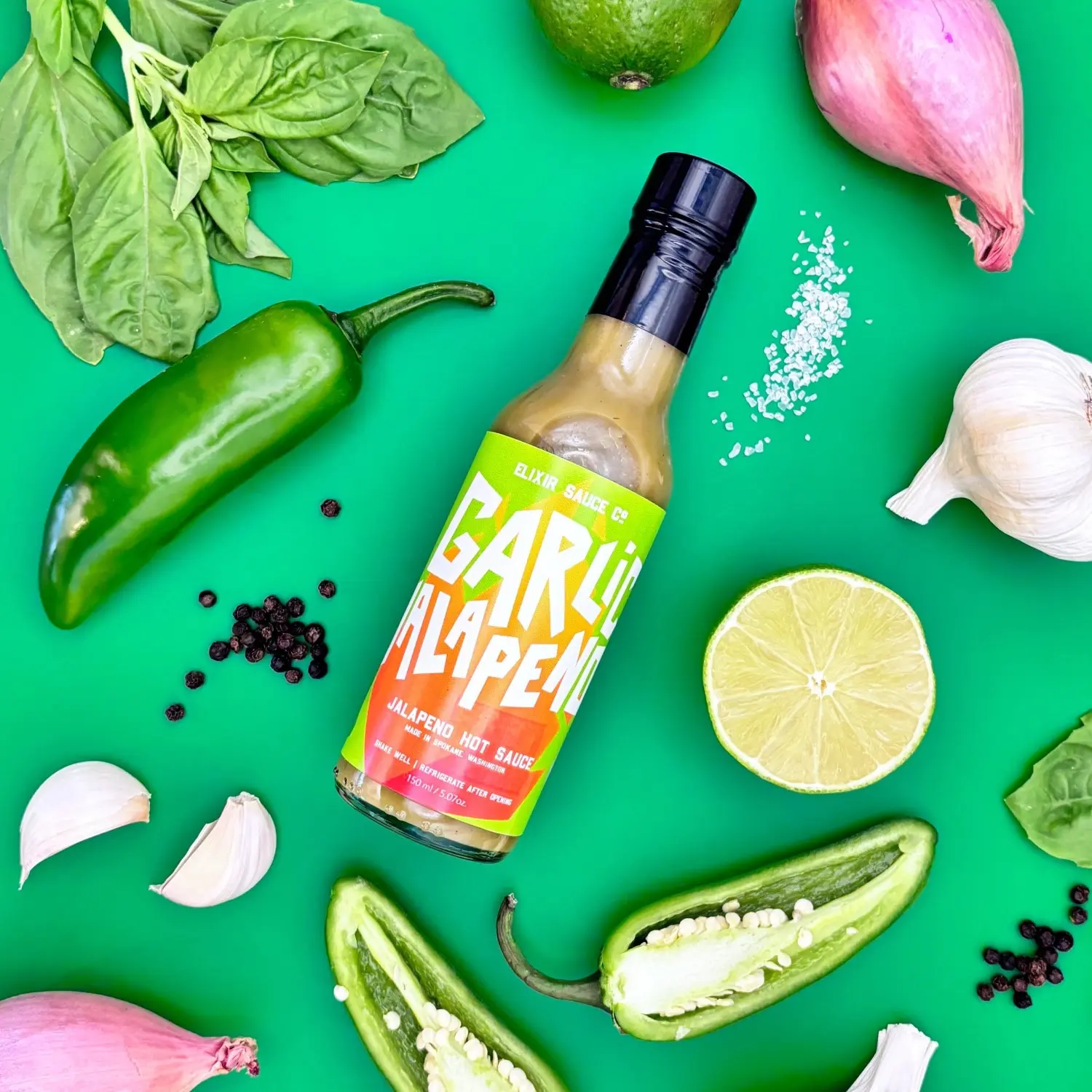 Elixir Sauce Co - Garlic Jalapeño Hot Sauce - Bold Flavor and Spicy Kick for Tacos and More