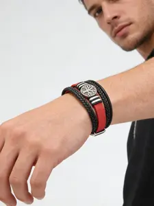 Fashion Trend Braided Pu Leather Rope Bracelet, Fashionable Bracelet Style, Casual Simple Punk Style Multi-layer Men's Bracelet for Party, Daily Clothing Decor, Jewelry for Birthday Gift