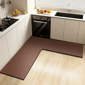 Solid color diatom mud kitchen carpet large size L-shaped corner floor mat restaurant non-slip mat bathroom absorbent mat