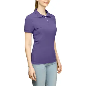 PAGE and TUTTLE Womens Solid Jersey Short Sleeve Shirt Golf Casual Casual - Purple