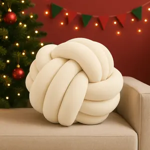 Decorative Throw Knot Pillow Ball for Home Chair Sofa Couch Bed Aesthetic Round Decor Pillows Lambswool Knotted Pillow Cushion (11 inches) Decorative Cushions Soft Cushions