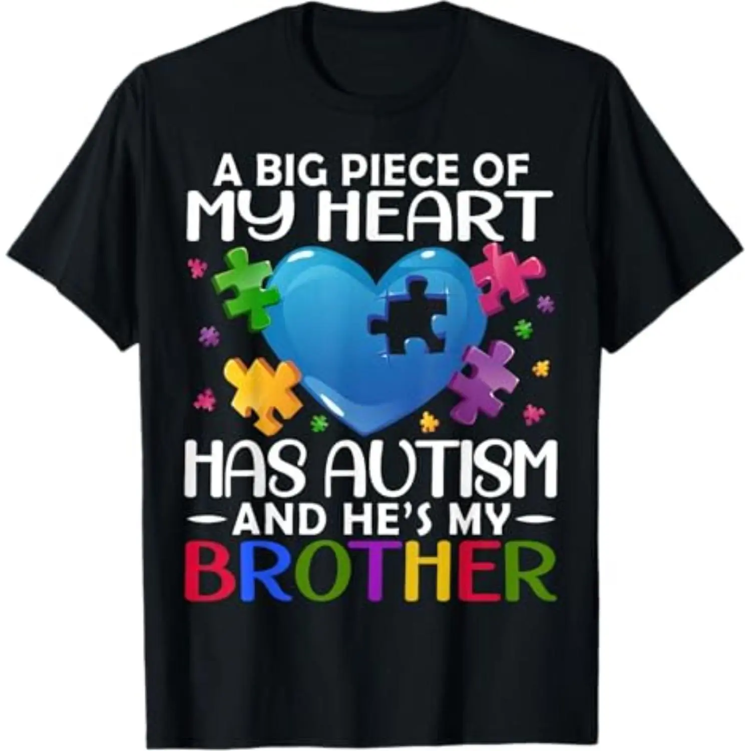 Men's Short-Sleeve Lightweight T-Shirt - "A Big Piece of My Heart Has Autism and He's My Brother" Graphic Tee, Shortsleeve, Casual Tee