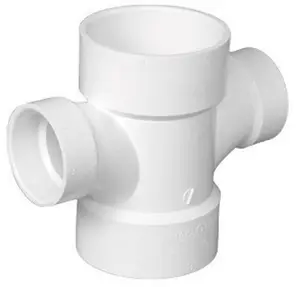 212 MAIN Schedule40 PVC-DWV Double Sanitary Tee, 3x3x2x2 in., Charlotte Pipe & Foundry PVC004291200HA Model, PVC Material