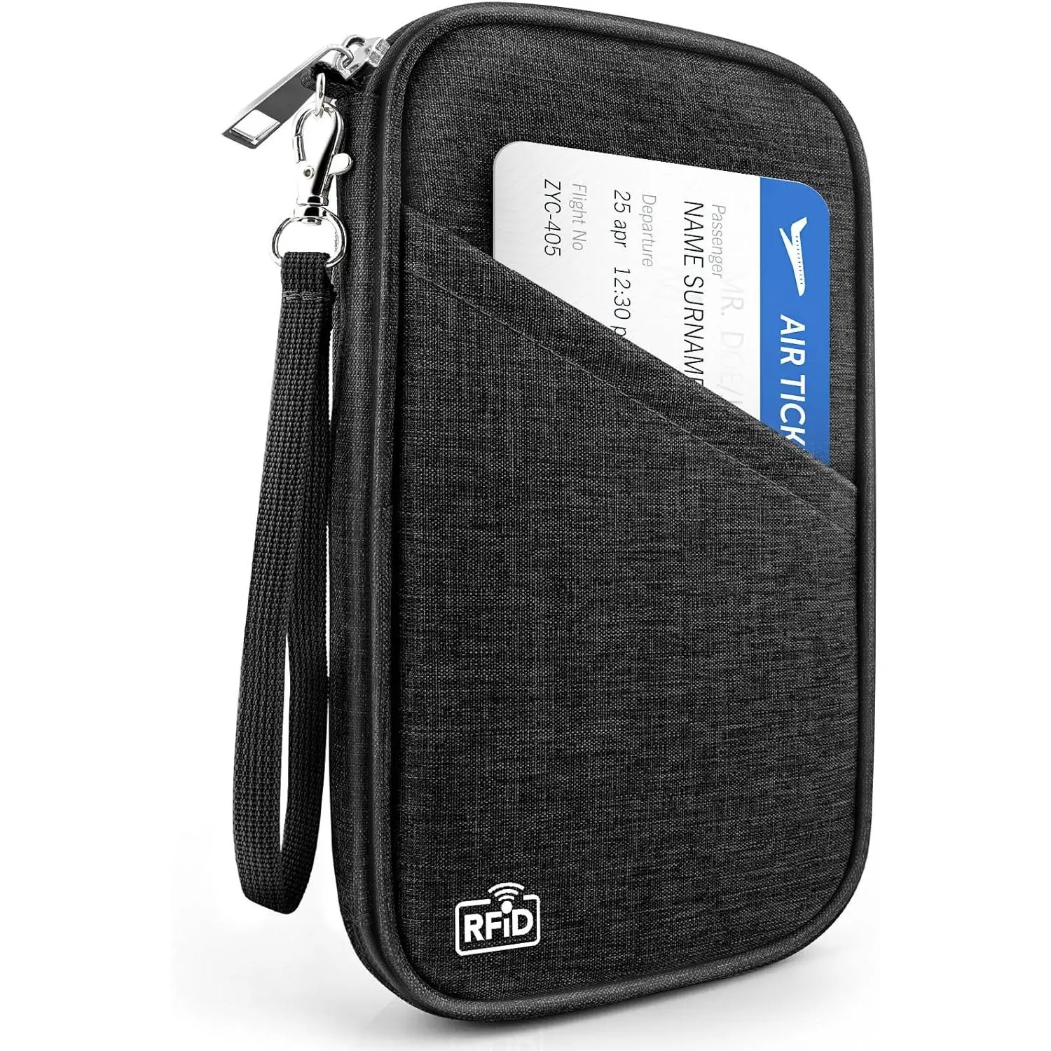 Passport Holder Family RFID Travel Document Organizer for Women Waterproof Passport Wallet Men Portable Case for Cards, Boarding Pass, ID, Money, Tickets with Zipper