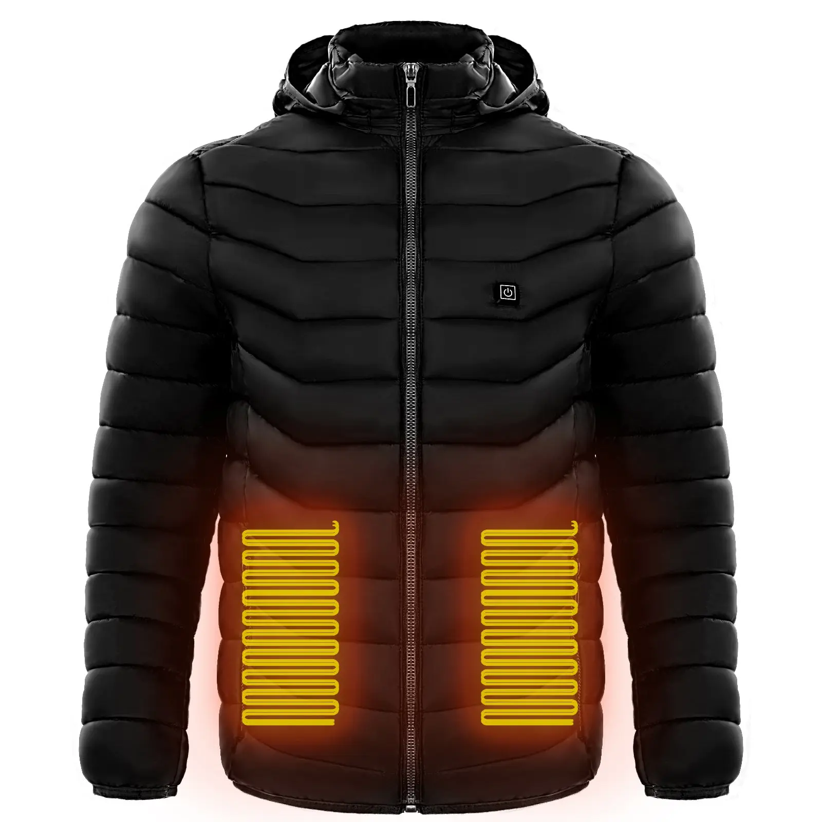 Men Heated Puffer Jacket Electric Heating Coat Insulated Hood Windbreaker