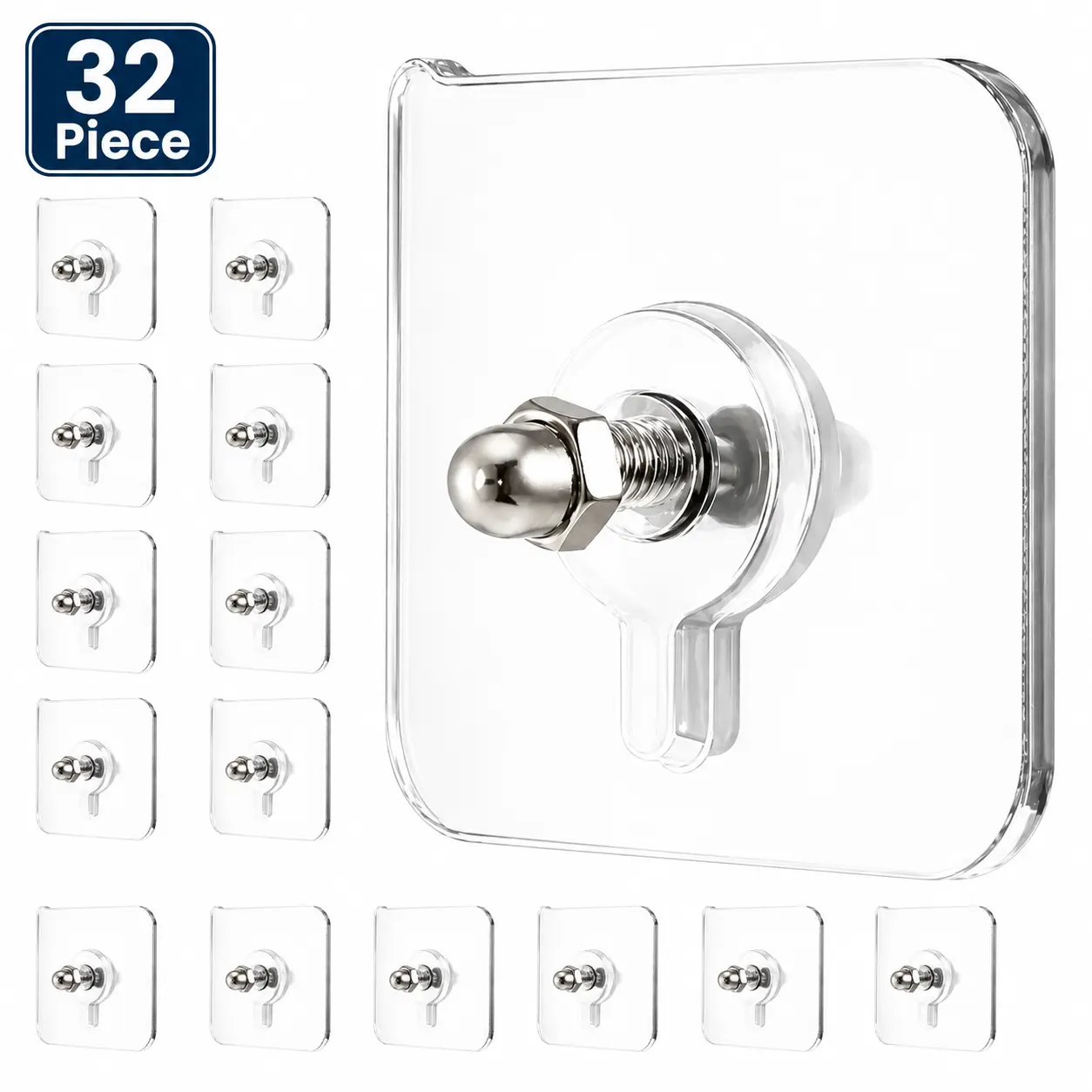 【BUY 16 Get 16 Free】32-PCS No-Drill Screw Stickers, Strong Adhesive No-Nail, No Drilling Required Adhesive Wall Hooks Wall Mount Screw Hooks Picture Hangers , AdhesiveShower Hooks, Home Organizer for Kitchen BathroomAccessories, Hooks for Walls No Damage