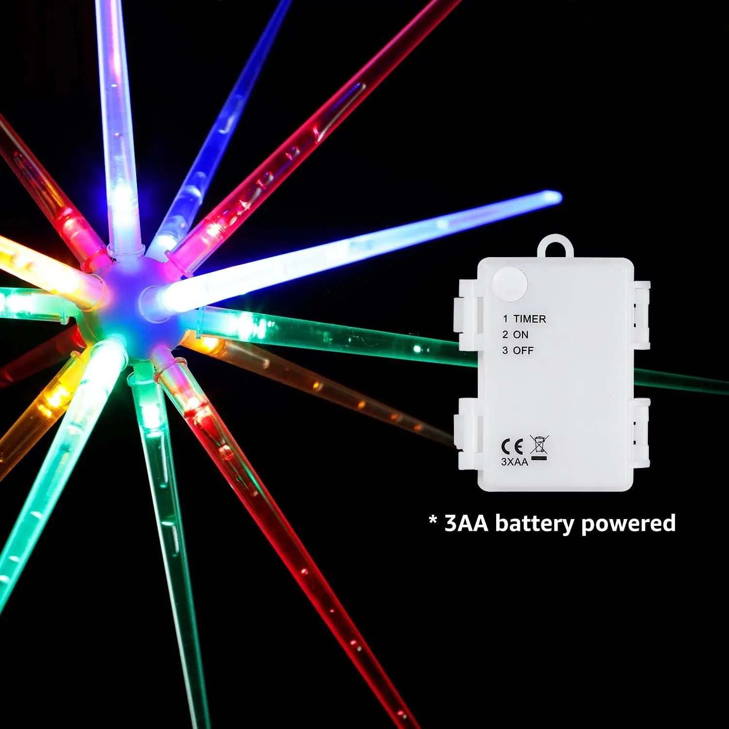 Leonlite Holiday LED Firework Lights, Decorative Starburst Lights Battery Operated, Multi-Color Dandelion Lights