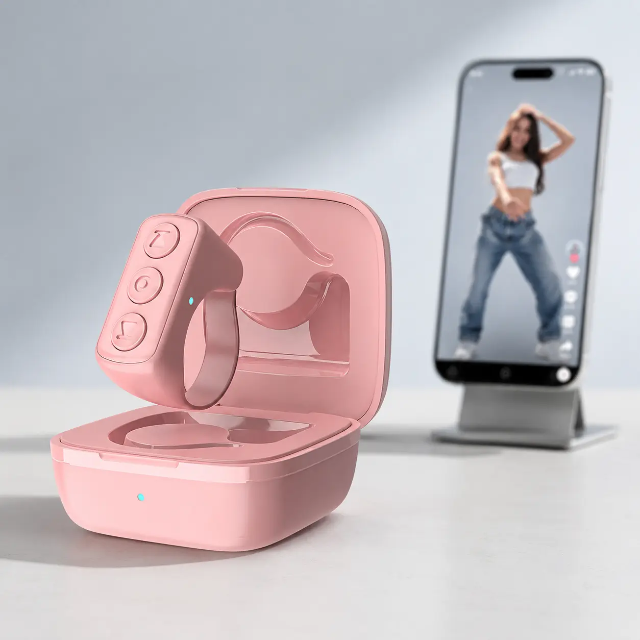 Xring Standard Bluetooth Scrolling Ring with Charging Case, Phone Remote for TikTok, Camera Shutter & E-Book Page Turner for iPhone, iPad & Android Cellphone Smartphone Folding Selfie