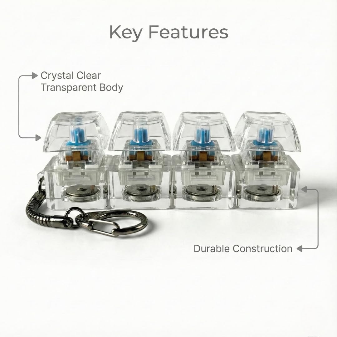 4-Key LED Mechanical Switch Fidget Keychain  Viral ASMR Clicker Toy for Gamers & Programmers