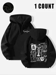 Women's "Coraline" Dark Fairy Tale Printed Hoodie, Sweatshirt, Tops, a black half-zip casual hoodie with character elements. The perfect gift for "Coraline" enthusiasts and goth fans, suitable for movie nights, niche events.